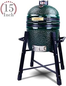 Savor the flavors of authentic BBQ with our Ceramic Kamado Charcoal Grill & Smoker featuring stainless steel grates and tall stand, perfect for outdoor cooking.