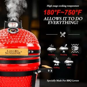 Savor outdoor gatherings with the Ceramic BBQ Charcoal Kamado Grill, a portable 13-inch tabletop grill featuring a red ceramic exterior and excellent heat retention. Perfect for camping trips or backyard barbecues!
