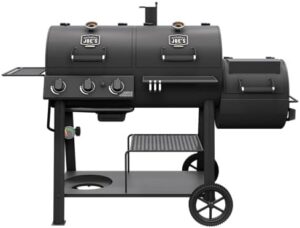 Delve into the art of slow-cooked flavors with Canyon's Deluxe Smoker & Grill. Combining charcoal and propane for flexibility, it features a black steel design, perfect for outdoor gatherings.