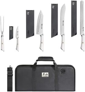 Discover the Cangshan Elbert Series German Steel Forged 6-Piece BBQ Knife Set, featuring sharp and durable blades perfect for grilling enthusiasts. Includes 6 pieces: chef's knife, boning knife, utility knife, steak knife, skewer, and cutting board.