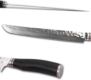 Discover the Yousunlong Max Sakimaru knife, a premium Japanese Damascus steel blade with ebony handle. Ideal for sashimi, sushi, BBQ, and fish slicing. Perfectly balanced for precise cuts.