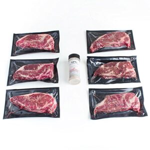 Experience the rich flavor of Nebraska Star Beef's New York Strip End-Cut steaks, hand cut and trimmed for a tender bite. Enjoy all-natural goodness delivered to your doorstep with every order.
