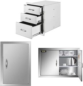 Enhance your outdoor cooking experience with stainless steel triple access BBQ drawers and double access doors. Perfect for grilling, storage, and organization, in three convenient sizes: 18x23x23, 17Wx24H, and 31Wx24H inches.