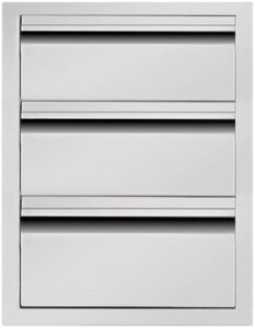 Here is the generated meta description:

"Upgrade your outdoor kitchen with these weatherproof stainless steel drawers, perfect for a flush mount BBQ island and grill station. Ideal for storage and organization."