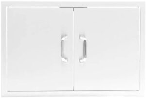Elevate your outdoor kitchen with the BBQGUYS Signature Double Access Door, featuring stainless steel construction and two doors for easy access. Perfect for gas grills, dimensions 32" x 18" x 2".