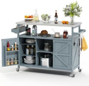 Elevate your outdoor grilling experience with this stainless steel cart featuring a solid wood cabinet and lockable wheels. Perfect for hosting gatherings, dimensions 45x24x36 inches, plus save big with special discounts!
