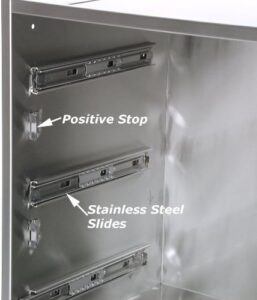 Get organized with Solaire's Single Shallow Utility Drawer for built-in islands, featuring stainless steel construction and perfect for storing kitchen essentials.