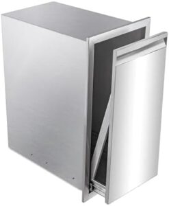 Here is the optimized SEO meta description:

"Conveniently add a garbage drawer to your outdoor kitchen with this 14W x 27H x 20D sliding track type propane or garbage drawer, perfect for BBQ island or cabinet use, space-saving design."