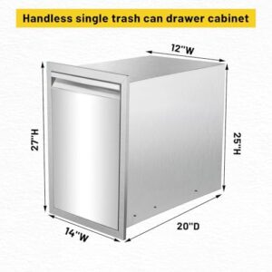 Here is the optimized SEO meta description:

"Conveniently add a garbage drawer to your outdoor kitchen with this 14W x 27H x 20D sliding track type propane or garbage drawer, perfect for BBQ island or cabinet use, space-saving design."