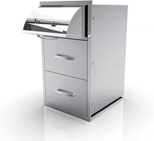 Elevate your outdoor cooking experience with this Stainless Steel Outdoor Kitchen BBQ Island featuring triple flush-mount drawers for easy access.