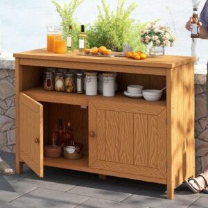 Enhance your outdoor gatherings with the DWVO Poly Lumber Sideboard, a weather-resistant storage cabinet featuring shelves and storage compartments, perfect for pool and garden settings. Save up to 30% with exclusive offers.
