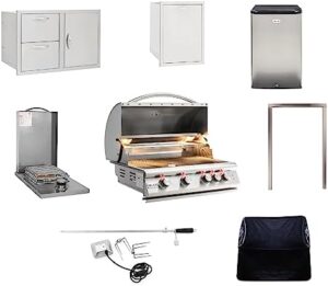 Discover the ultimate outdoor BBQ package: BLAZE's 32" LTE grill with single side burner, plus storage drawers & compact fridge. Perfect for your next backyard gathering!