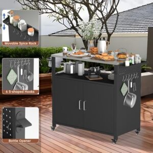 Here is the optimized meta description:

"Upgrade your outdoor cooking experience with this grill table featuring storage and stainless steel top, perfect for BBQs and gatherings, dimensions 44.88 x 18.11 x 35.43 inches, grab a deal today!"