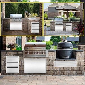 Here is the meta description:

Discover a sleek outdoor kitchen experience with these stainless steel single BBQ drawers featuring 30"W x 6.5"H x 23" D access drawers, perfect for grilling and storage.