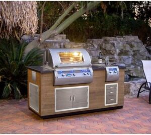 Enhance your outdoor kitchen with the Stanbroil Double Door Dry Storage Pantry, featuring 30-inch wood grain storage cabinet and BBQ access door for effortless grilling. Perfect for grill stations and islands!