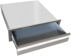 Discover a seamless outdoor kitchen experience with this single-layer stainless steel drawer, perfect for organizing utensils and plates in your BBQ island or outdoor kitchen, measures 24" W x 6.5" H x 23" D.