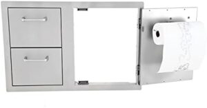 Elevate your outdoor cooking experience with the Lion Premium Grills L3320 combo featuring a door and drawer for storage, plus a convenient towel rack. Perfect for camping trips or backyard gatherings.