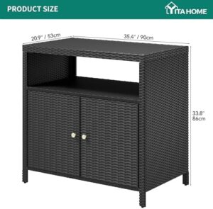 Store your outdoor essentials in style with the YITAHOME patio storage cabinet featuring 2 doors and shelves. Perfect for poolside, garden, or backyard use, dimensions 47.2x23.6x26.8 inches.