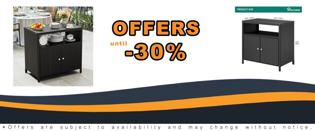 Outdoor Patio Bar Storage Cabinet 2 Door Shelf Black