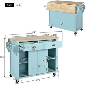 Elevate your kitchen workflow with the Rolling Kitchen Island featuring storage, a mint green top, and 2 drawers. Perfect for meal prep, cooking, or entertaining!