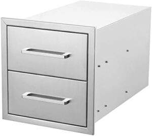 Discover the ultimate outdoor kitchen drawers, perfect for BBQ islands and kitchens. Stainless steel construction, 2-drawer design with ample storage (14" W x 15" H x 23" D) for a seamless installation.