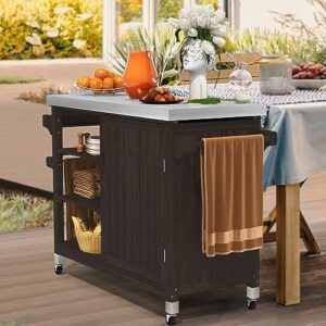 Here is the optimized meta description:

"Upgrade your outdoor space with YITAHOME's XL storage cabinet featuring a stainless steel top, spice rack, and side handle. Perfect for patio tables or bar carts."