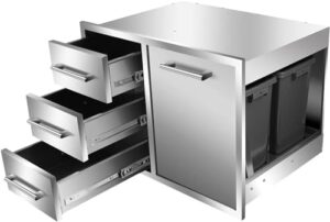 Here is the optimized SEO meta description:

"Discover the ultimate outdoor kitchen combo featuring a 28"" wide triple drawer with stainless steel handles. Perfect for BBQ island, grilling station, and more. Save big on this must-have accessory!"