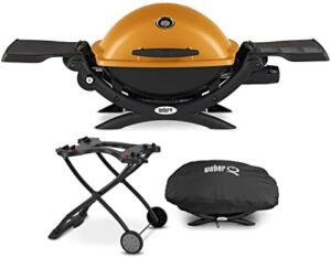 Master the art of outdoor cooking with Weber's Q 1200 Liquid Propane Grill bundle, featuring a portable cart and grill cover for effortless use. Perfect for camping or backyard gatherings! Enjoy discounts on this versatile setup.