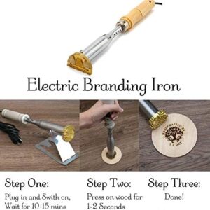 Here is the optimized SEO meta description:

"Create custom branding for wood and leather with this electric iron, perfect for wedding gifts or party favors. Handcrafted with care."