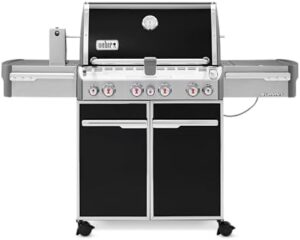 Boost your outdoor cooking experience with the Weber Summit E-470 grill, featuring a large 580-Square-Inch cooking area and 48,800-BTU Liquid-Propane power. Perfect for backyard gatherings!