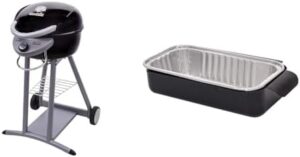 Experience the ultimate outdoor cooking experience with Char-Broil's Patio Bistro TRU-Infrared Electric Grill, featuring a durable and easy-to-clean design, 10-pack of aluminum drip pans included.