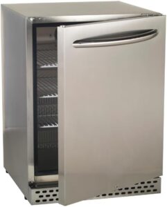 "Keep your outdoor kitchen cool and fresh with the Bullet by Bull Classic Refrigerator, featuring stainless steel construction and drop-in design for easy installation."