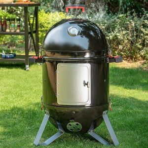 Discover the Sophia & William 18-Inch Vertical Charcoal Smoker with porcelain-enamel chamber and 2-layer shelves, perfect for outdoor BBQs and camping. Upgrade your grilling experience today!