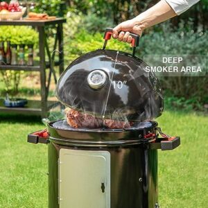 Discover the Sophia & William 18-Inch Vertical Charcoal Smoker with porcelain-enamel chamber and 2-layer shelves, perfect for outdoor BBQs and camping. Upgrade your grilling experience today!