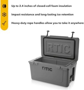 Here is the optimized meta description:

"Keep drinks and food fresh on-the-go with the RTIC 65 QT Ultra-Tough Cooler. Insulated hard-sided design, perfect for beach trips, camping, or picnics. Stay cool with this rugged cooler, now on sale!"