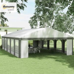 Maximize outdoor fun with Outsunny's 20' x 33' party tent featuring removable sidewalls and double doors. Perfect for weddings, parties, BBQs, and more!