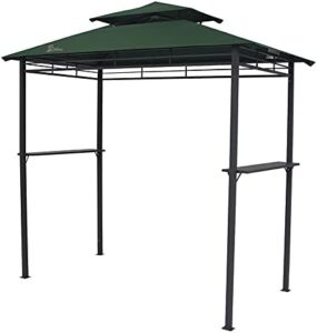 Shelter your outdoor BBQs with the Palm Springs Deluxe canopy, a spacious double-tier tent with UV-resistant green fabric and steel frame, perfect for 8FT grills.