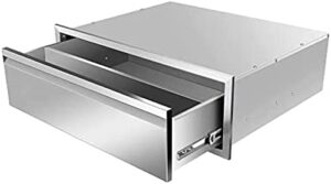 Here is the optimized SEO meta description:

"Upgrade your outdoor kitchen with these stainless steel triple-access BBQ drawers featuring a flush mount design and comfortable handle. Perfect for patio grill stations, dimensions 30W x 10H x 23D inches."