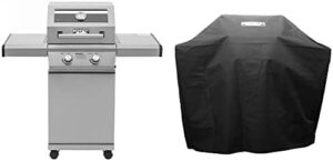 Savor sizzling flavors with Monument Grills 14633, a 2-burner stainless steel liquid propane gas grill featuring Clearview Lid and knob controls. Includes BBQ cover for perfect outdoor cooking experiences.