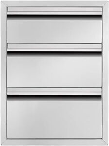 Here is the generated meta description:

"Elevate your outdoor kitchen with this stainless steel BBQ triple drawer, featuring a flush mount design and ample storage space for utensils and accessories. Perfect for cooking enthusiasts!"