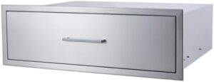 Discover a weatherproof drawer designed for outdoor kitchens and grill stations. Perfect for storing utensils, condiments, and BBQ essentials.