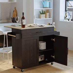 Elevate your kitchen game with the IRONCK Rolling Kitchen Island Table, featuring a drop leaf design, storage cabinet, drawer, and spice/towel rack. Perfect for cooking enthusiasts, this cart measures 47.25" wide.