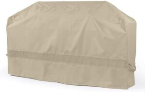 Protect your outdoor grill with the Covermates Island Grill Cover, made from heavy-duty 300D polyester and designed for large island grills. Weather-resistant and durable, this khaki cover measures 110 inches.