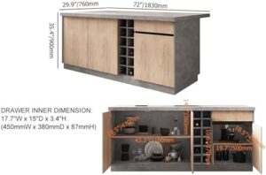 Elevate your kitchen with the Homary 72" Japandi-style kitchen island, featuring storage, seating, and LED lighting. Perfect for modern homes, enjoy a spacious cooking area with this versatile gray design.