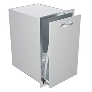 Maximize outdoor kitchen convenience with this stainless steel trash can, designed for 10-gallon capacity and compact storage.