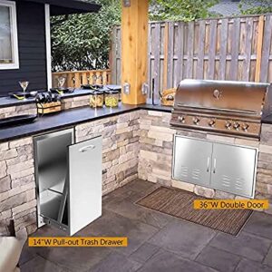 Maximize outdoor kitchen convenience with this stainless steel trash can, designed for 10-gallon capacity and compact storage.