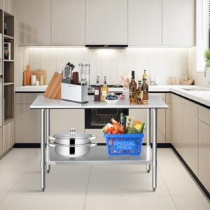 Elevate your commercial kitchen's efficiency with the STABLEINK NSF Stainless Steel Table, featuring an adjustable undershelf and 24x48 inches of durable work space. Perfect for restaurants, hotels, and garages.