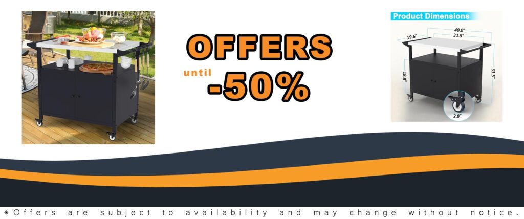 Stainless Steel Outdoor Grill Table with Storage and Utensil Hooks