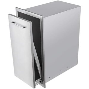 Here is the output:

Elevate your outdoor kitchen experience with this 14" stainless steel trash drawer, featuring a pull-out tray and handle. Perfect for BBQ island organization and convenience.