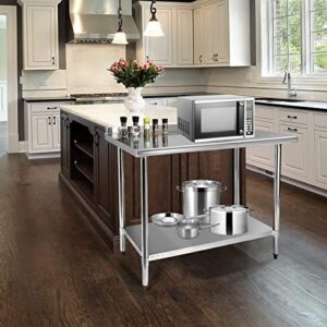 Here is the meta description:

"Elevate your commercial kitchen with the STABLEINK NSF Stainless Steel Table, featuring a 24x48 inch metal surface, adjustable undershelf and table foot, perfect for meal prep and work tasks. Save big on this premium tabletop!"